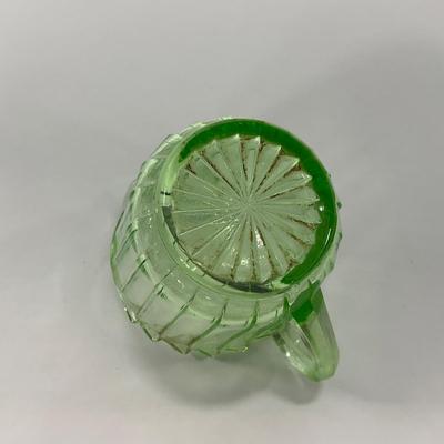 -121- URANIUM | Sierra Pinwheel Jeanette Glass Co. | Creamer & Sugar