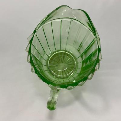 -121- URANIUM | Sierra Pinwheel Jeanette Glass Co. | Creamer & Sugar