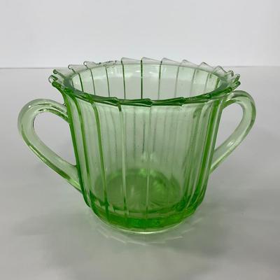 -121- URANIUM | Sierra Pinwheel Jeanette Glass Co. | Creamer & Sugar