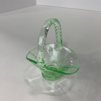 -122- URANIUM | Art Glass Vaseline Mini Baskets