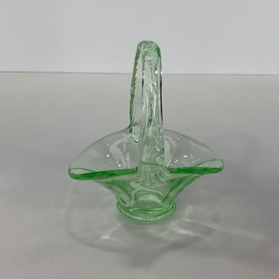 -122- URANIUM | Art Glass Vaseline Mini Baskets