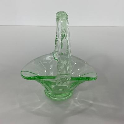 -122- URANIUM | Art Glass Vaseline Mini Baskets