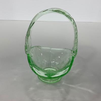 -122- URANIUM | Art Glass Vaseline Mini Baskets