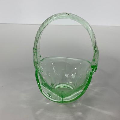 -122- URANIUM | Art Glass Vaseline Mini Baskets