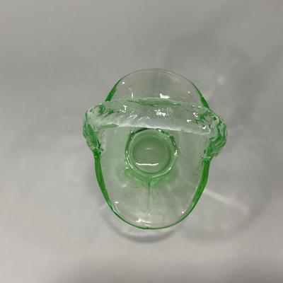 -122- URANIUM | Art Glass Vaseline Mini Baskets