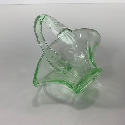 -122- URANIUM | Art Glass Vaseline Mini Baskets