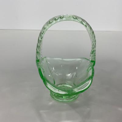 -122- URANIUM | Art Glass Vaseline Mini Baskets