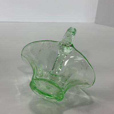 -122- URANIUM | Art Glass Vaseline Mini Baskets