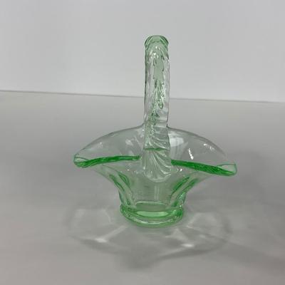 -122- URANIUM | Art Glass Vaseline Mini Baskets