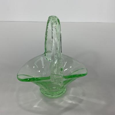 -122- URANIUM | Art Glass Vaseline Mini Baskets