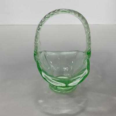 -122- URANIUM | Art Glass Vaseline Mini Baskets