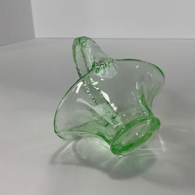 -122- URANIUM | Art Glass Vaseline Mini Baskets