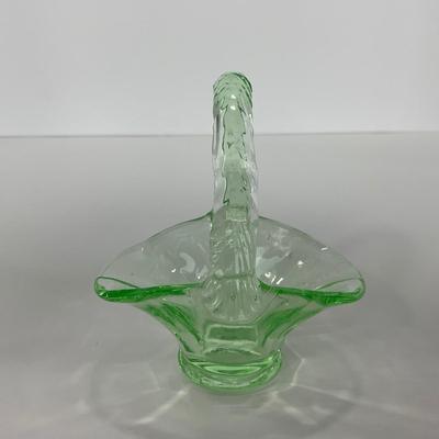 -122- URANIUM | Art Glass Vaseline Mini Baskets