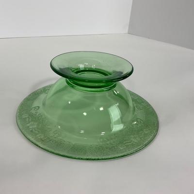 -125- URANIUM | Large Green Etched Compote
