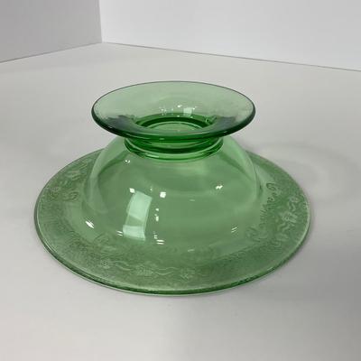 -125- URANIUM | Large Green Etched Compote