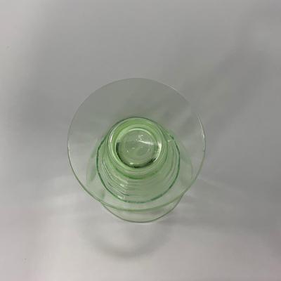-126- URANIUM | Green Depression Glass Ribbed Water Glasses