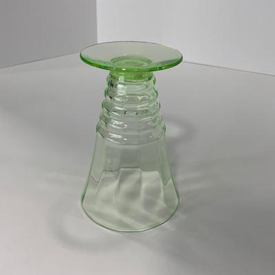 -126- URANIUM | Green Depression Glass Ribbed Water Glasses