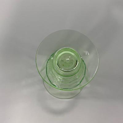 -126- URANIUM | Green Depression Glass Ribbed Water Glasses