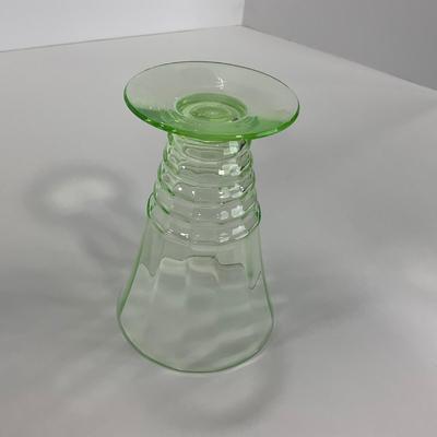 -126- URANIUM | Green Depression Glass Ribbed Water Glasses