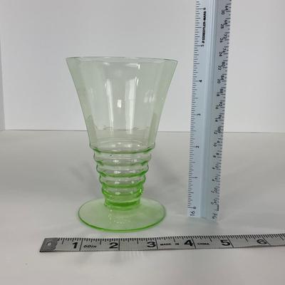 -126- URANIUM | Green Depression Glass Ribbed Water Glasses
