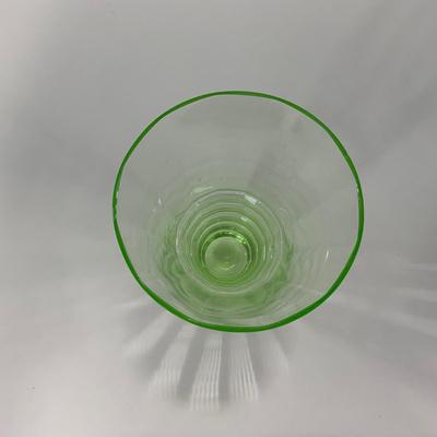 -126- URANIUM | Green Depression Glass Ribbed Water Glasses