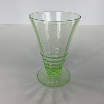 -126- URANIUM | Green Depression Glass Ribbed Water Glasses