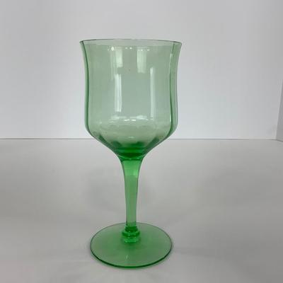-128- URANIUM | Green Depression Columns | Water Goblets
