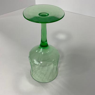 -128- URANIUM | Green Depression Columns | Water Goblets
