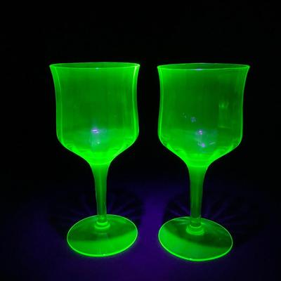 -128- URANIUM | Green Depression Columns | Water Goblets