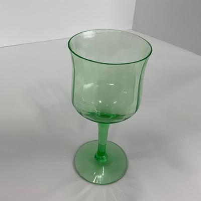 -128- URANIUM | Green Depression Columns | Water Goblets