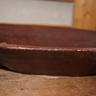 ANTIQUE DOUGH BOWL , MAPLE GRAIN SCOOP, MAPLE CARVED LARGE SPOON & EARLY GRATER