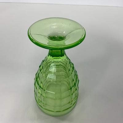 -130- URANIUM | Anchor Hocking Glass Co. Block Optic | Footed Tumbler Glass