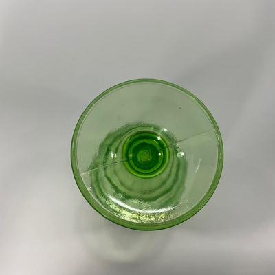 -130- URANIUM | Anchor Hocking Glass Co. Block Optic | Footed Tumbler Glass