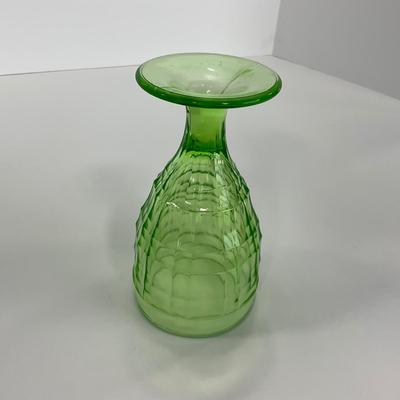 -130- URANIUM | Anchor Hocking Glass Co. Block Optic | Footed Tumbler Glass