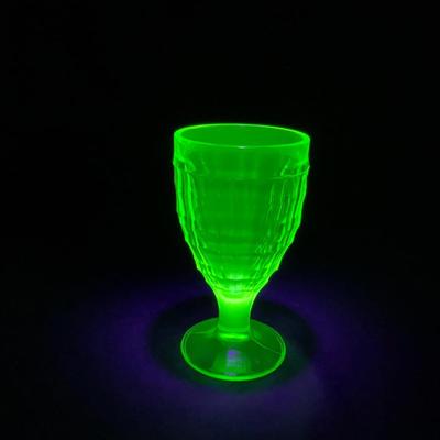 -130- URANIUM | Anchor Hocking Glass Co. Block Optic | Footed Tumbler Glass