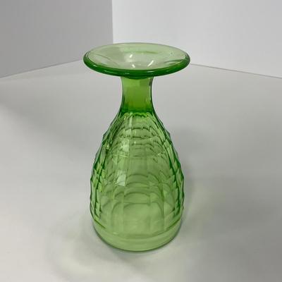 -130- URANIUM | Anchor Hocking Glass Co. Block Optic | Footed Tumbler Glass