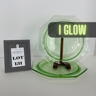 -131- URANIUM | Green Depression Glass Trays