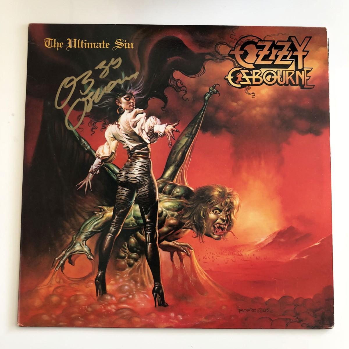 Ozzy Osbourne The Ultimate Sin signed album. | EstateSales.org