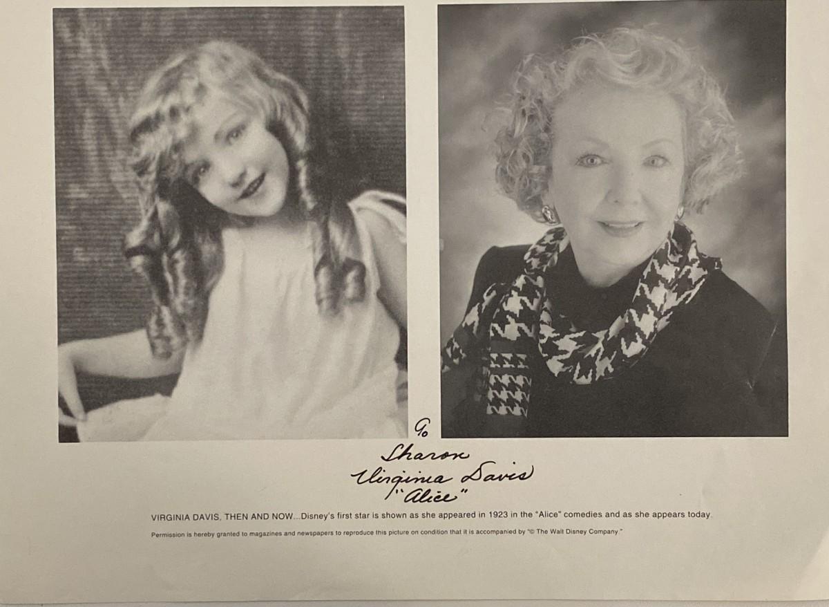 Disney Alice Virginia Davis signed photo