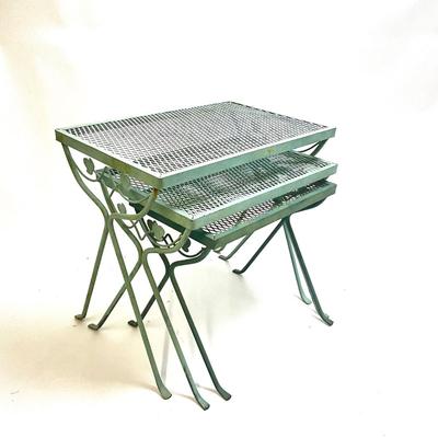 1577 Set of 3 Vintage SALTERINI Wrought Iron Tables