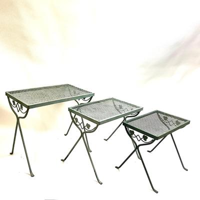 1577 Set of 3 Vintage SALTERINI Wrought Iron Tables