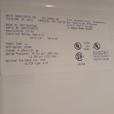Frigidaire White Consolidated Ind. Refrigerator / Freezer