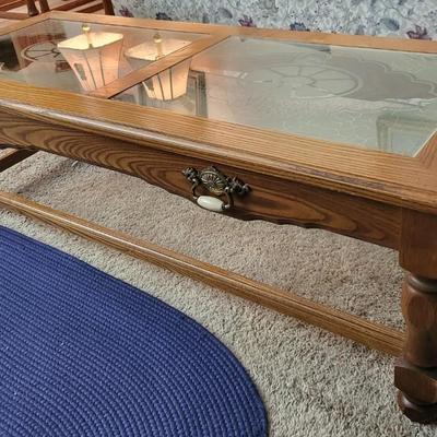 Wood Coffee Table with Glass