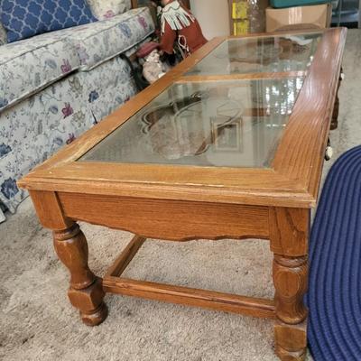 Wood Coffee Table with Glass