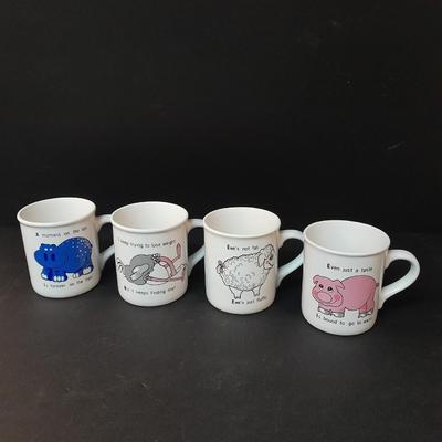 Vintage House of Lloyd Set of four humorous animal themed weight loss mugs