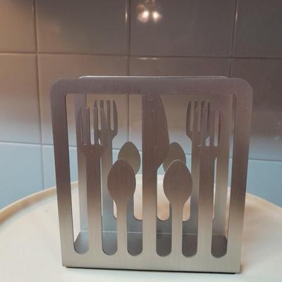 Kitchen canisters, metal napkin holder, organizer and more