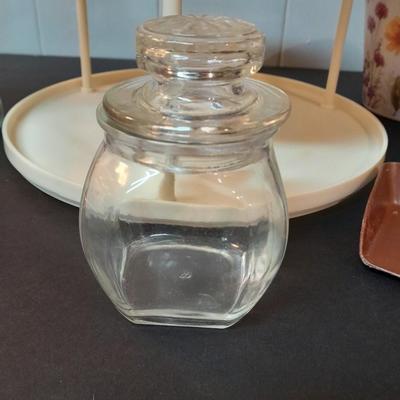 Kitchen canisters, metal napkin holder, organizer and more