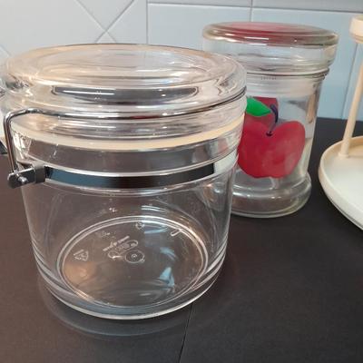 Kitchen canisters, metal napkin holder, organizer and more