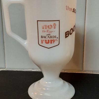 Three vintage Schuss-Boomer hot Dr. Pepper Bacardi Rum glass mugs and a World's Greatest Grandpa Glass bake mug