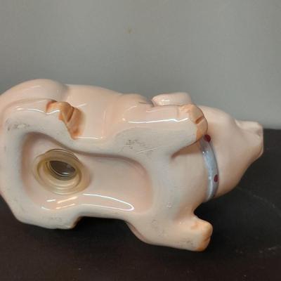Pig salt and pepper shakers, porcelain pig figure, and Enesco Three sleeping pigs